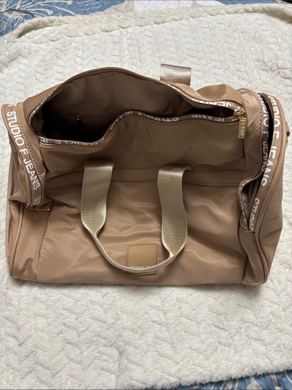 Taupe Crossbody Duffel Bag